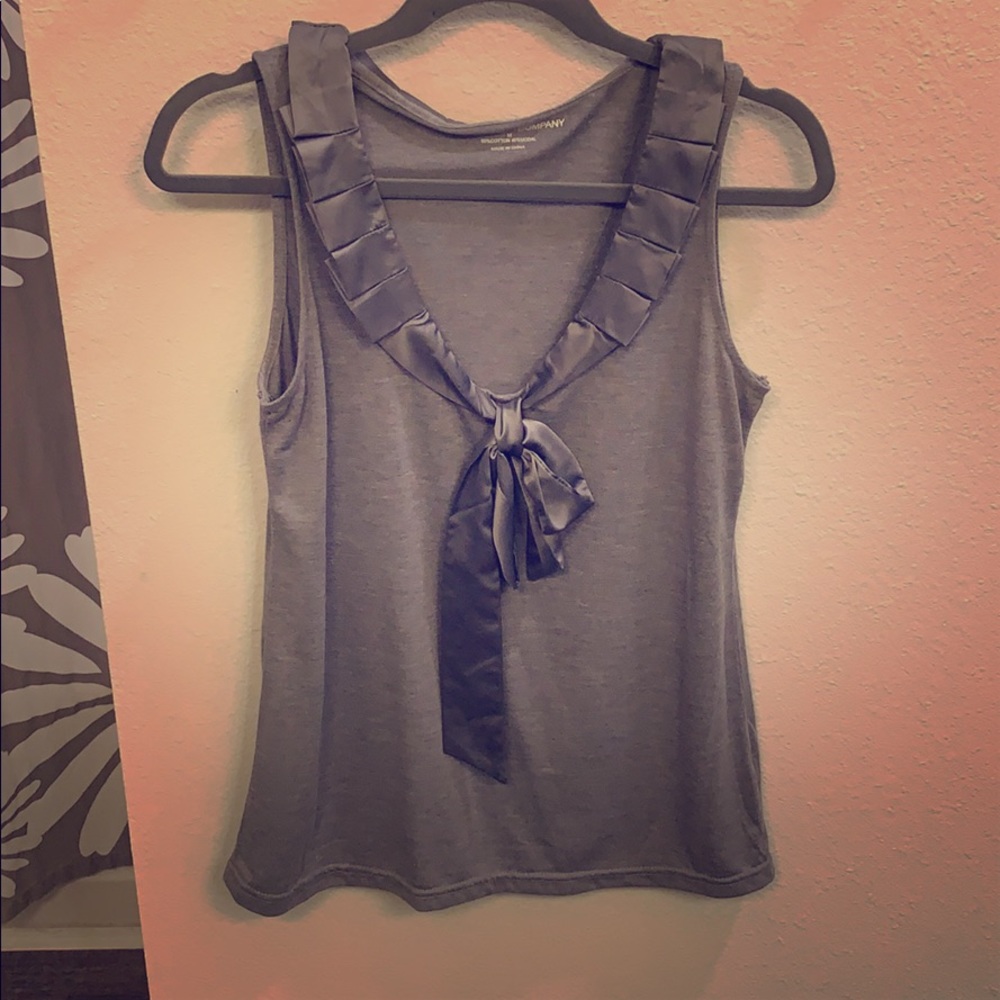 Gray Business Top with Satin Tie
